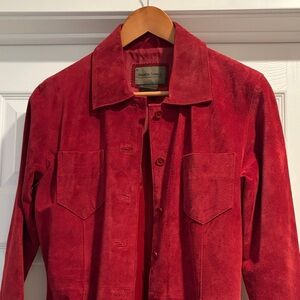 Brandon Thomas Women's Vibrant Red Suede Leather Jacket